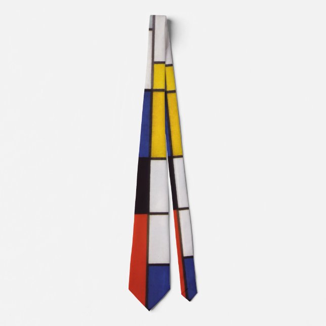 Artistic Mondrian Abstract Painting Design Neck Tie (Front)