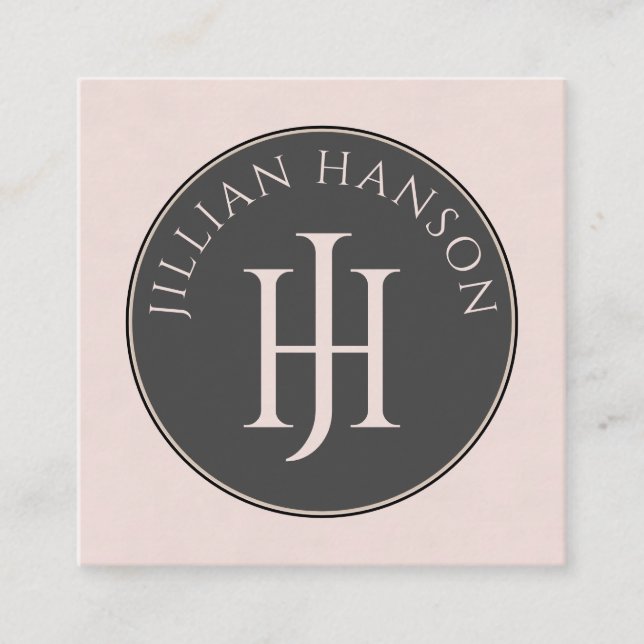 Artistic Monogram Blush Pink Calling Card  (Front)