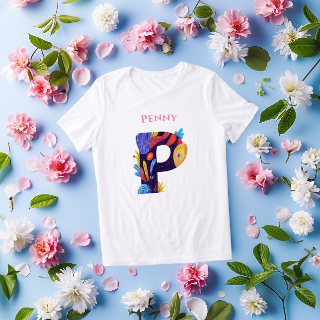 Artistic Monogram - Letter P Bold and Vibrant Gift Tri-Blend Shirt (Creator Uploaded)