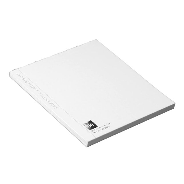 Artistic Monogram Name Black Formal Unique Elegant Notepad (Angled)