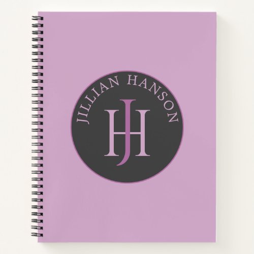 Artistic Monogram Name Logo Raspberry Violet Notebook