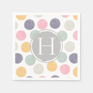 artistic monogram pastel polka dot brush stroke napkins