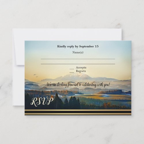 Artistic Mountain Landscape Wedding RSVP Card