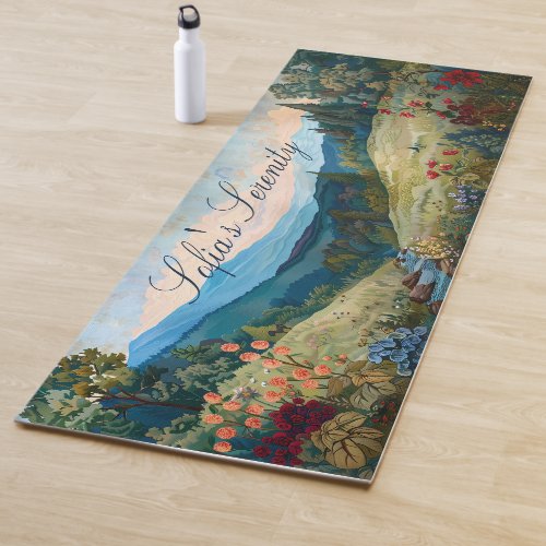 Artistic Mountains And Flowers Nature Serenity Yoga Mat