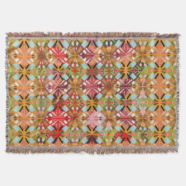 Artistic Multi Color Diamond Pattern  Throw Blanket (Front)