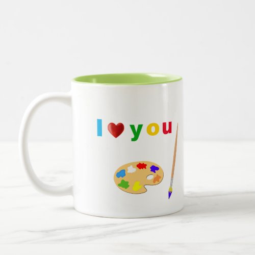 Artistic Multicolor Text  Art Icons on White Two_ Two_Tone Coffee Mug