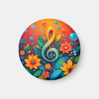 Artistic Musical Note Surrounded By Colorful Flowe