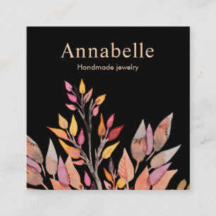 Artistic Nature Watercolor Plants Square Business Card