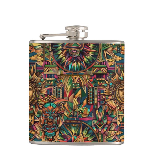 Artistic Navy "Vibrant Historical Emblem" Vinyl Fl Flask (Front)