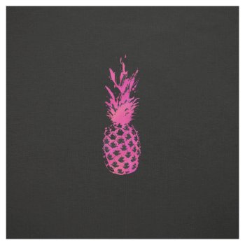 Artistic Neon Pink And Black Watercolor Pineapple Fabric by pink_water at Zazzle
