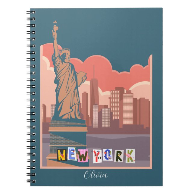 Artistic New York Skyline Personalized  Notebook (Front)