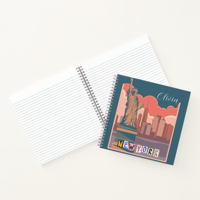 Artistic New York Skyline Personalized  Notebook (Inside)