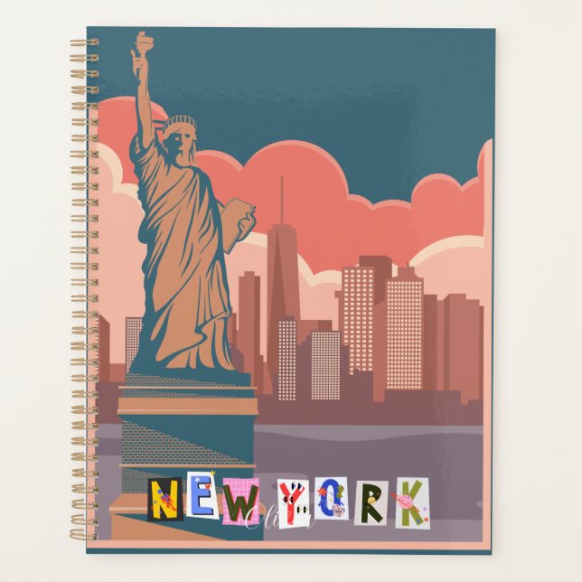 Artistic New York Skyline  Personalized  Planner (Front)