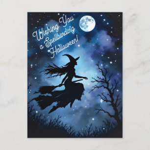 Artistic Night Silhouette Halloween Witch Postcard
