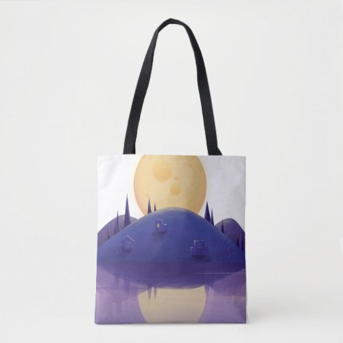 Artistic Nightscape Illustration Tote  Bag