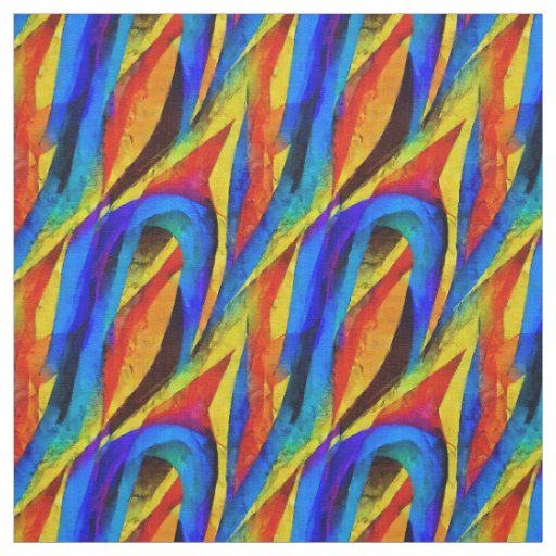 Artistic Norwegian hand painted abstract Blue Fabric