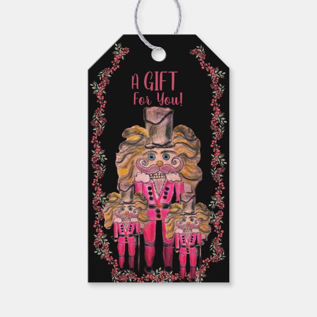 Artistic Nutcracker Soldiers Holly   Gift Tags (Front)