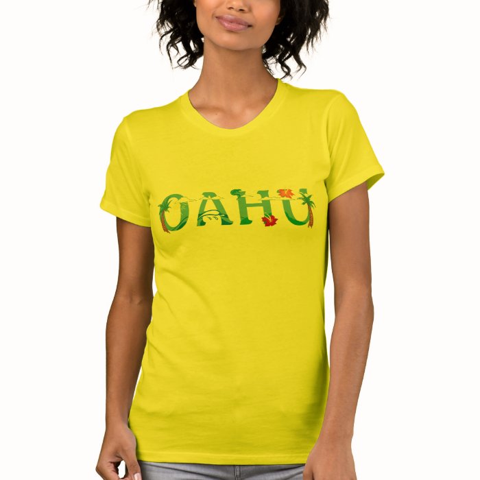 Artistic Oahu Hawaii word art T shirts