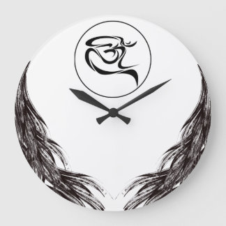 Artistic Om symbol, black color Large Clock