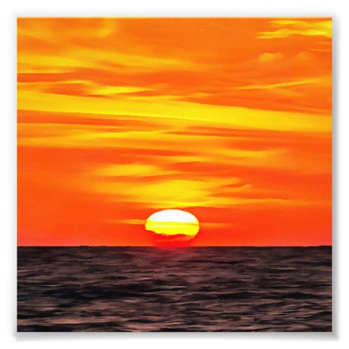 Artistic Orange Aegean Sunset Akyaka  Photo Print