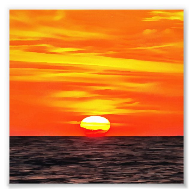 Artistic Orange Aegean Sunset Akyaka  Photo Print (Front)