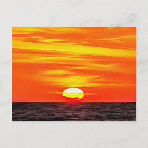 Artistic Orange Aegean Sunset Akyaka  Postcard