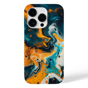 Artistic Orange Teal Acrylic Art Case-Mate iPhone 14 Pro Case