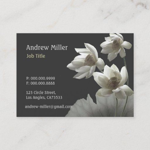 Customizable Artistic Oriental Lotus Blossoms Waterlilies Business Card