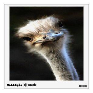 Artistic Ostrich Portrait With Goofy Expression Wall Decal