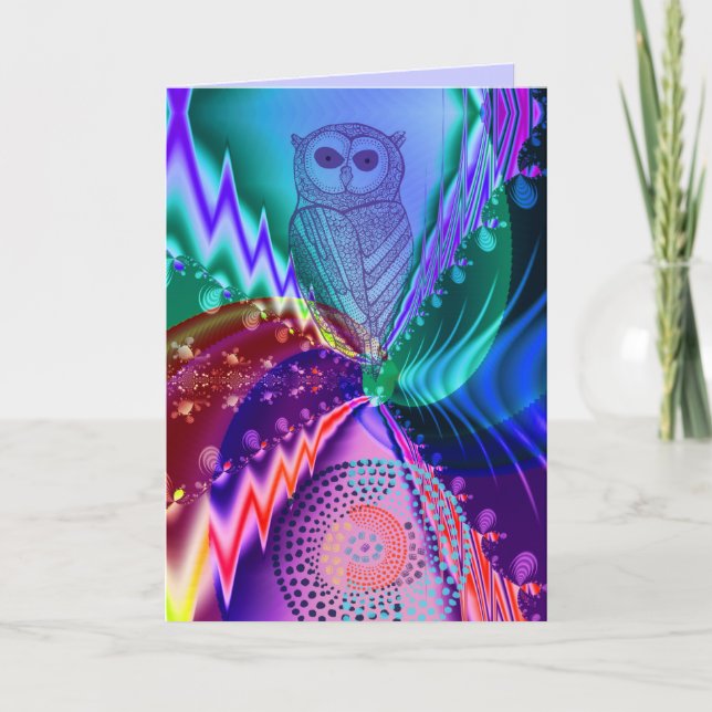 Artistic Owl custom birthday text Card (Front)