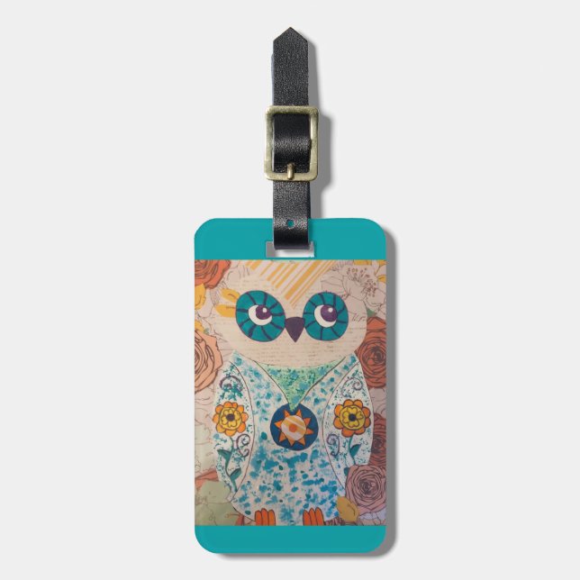 Artistic Owl Luggage Tag (Front Vertical)