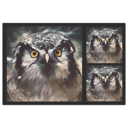 Artistic Owl Watercolor 20x30  Decoupage  Tissue Paper