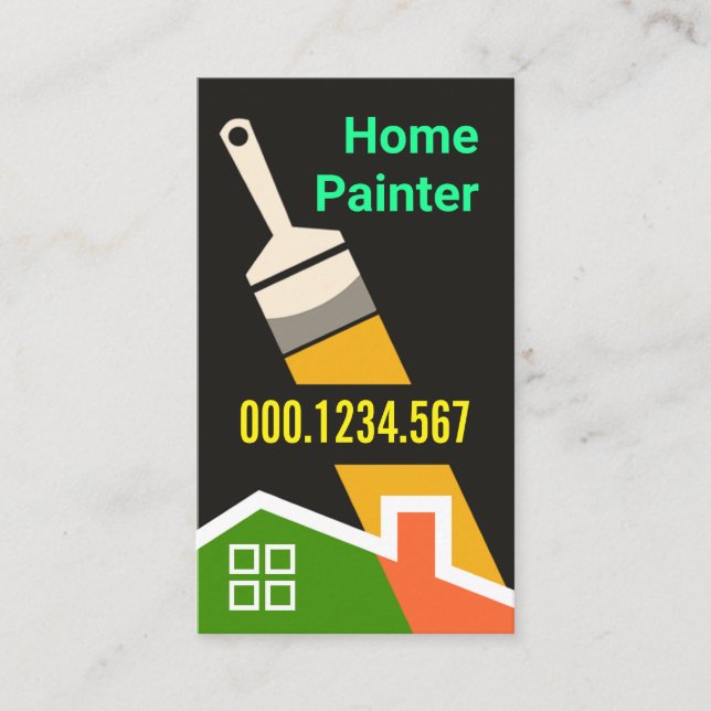 Artistic Paint Brush Painting Home Business Card (Front)