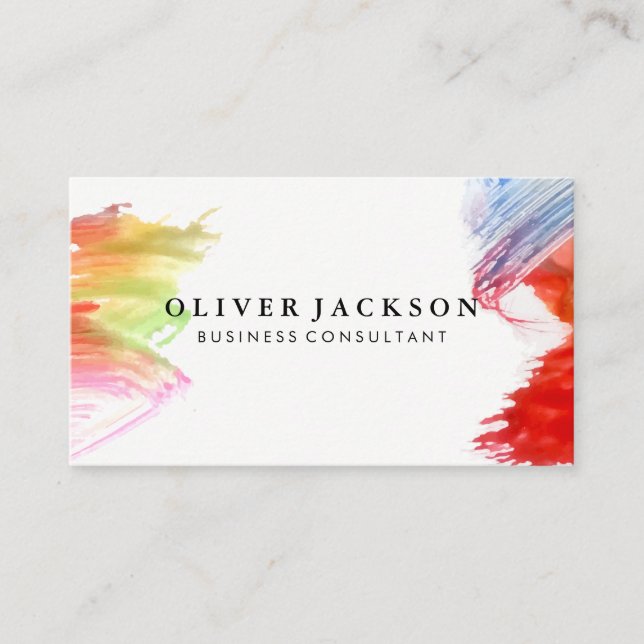 Artistic Paint Brush Stroke Business Card (Front)