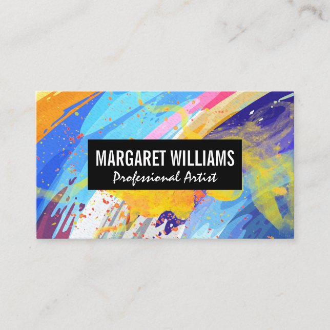 Artistic Paint Colorful Background | Stylish  Business Card (Front)