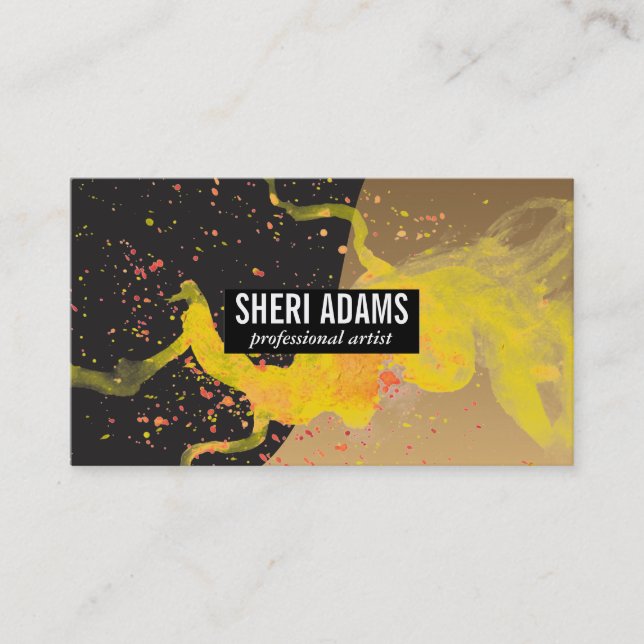 Artistic Paint Splatter | Color Block Business Card (Front)