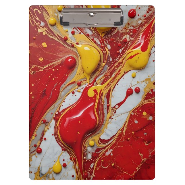 Artistic Paint Splatter on Marble Clipboard (Front)