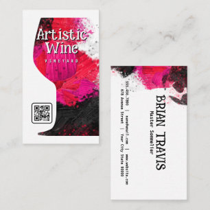 Artistic Paint Texture Wine Glass Business Card