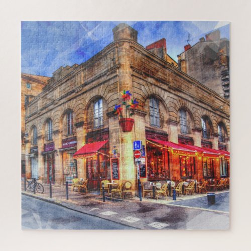 Artistic Painted Caf Scene Jigsaw Puzzle