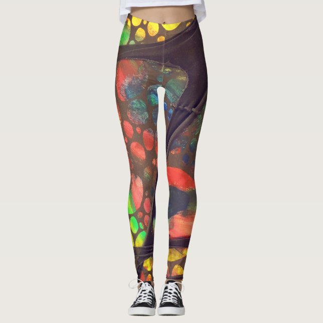 Artistic painting and collage legging pants (Front)