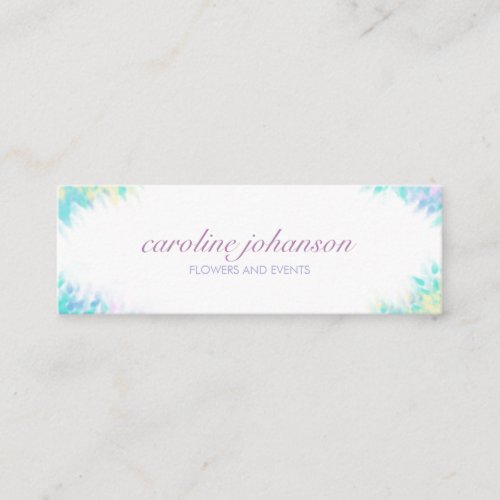 Artistic painting brush delicate flowers pink mint mini business card