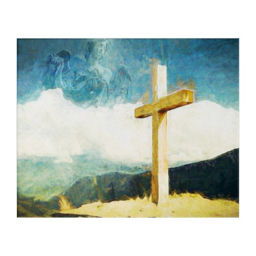 Artistic Painting Cross  Angel  Acrylic Print