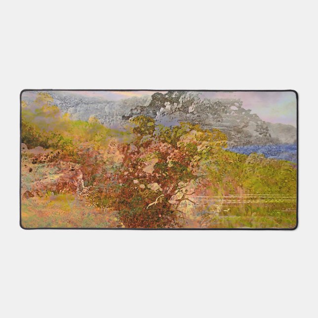 Artistic Painting Mountain River Desk Mat (Front)