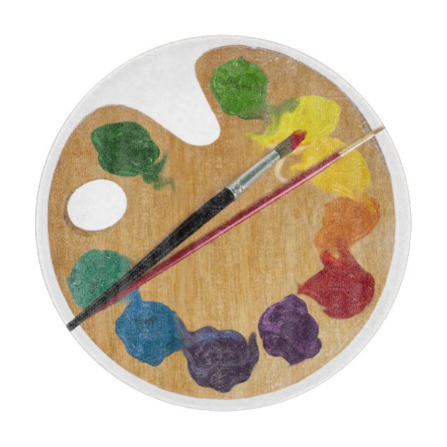 Artistic palette brushes Color wheel Cutting Board (Front)