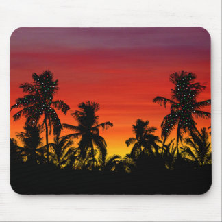 Artistic Palm Trees Tropical Sunset Beach Holidays Mouse Pad