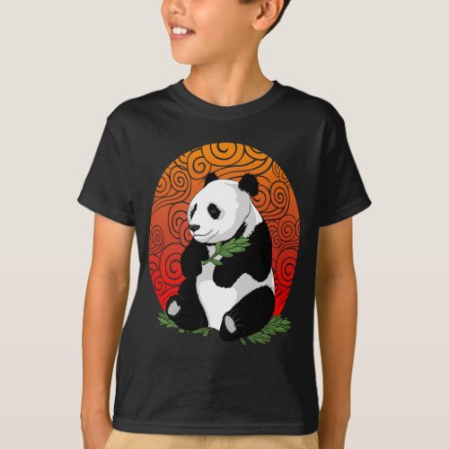 Artistic Panda Bear Eating Vector  Illustration T_Shirt