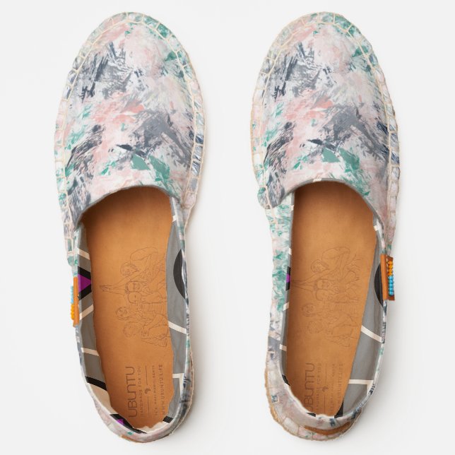 Artistic Pastel Abstract Brush Strokes Pattern Espadrilles (Front)