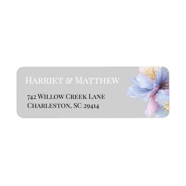 Artistic Pastel Botanical Florals Wedding Label (Front)