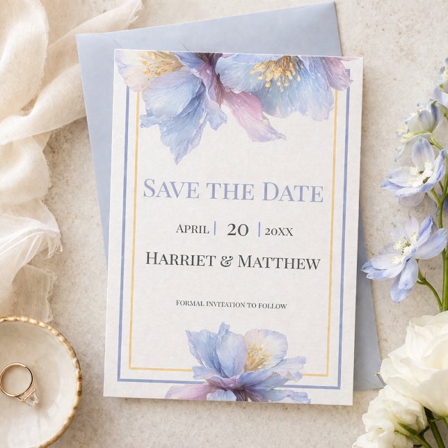 Artistic Pastel Botanical Florals Wedding Save The Date (Creator Uploaded)