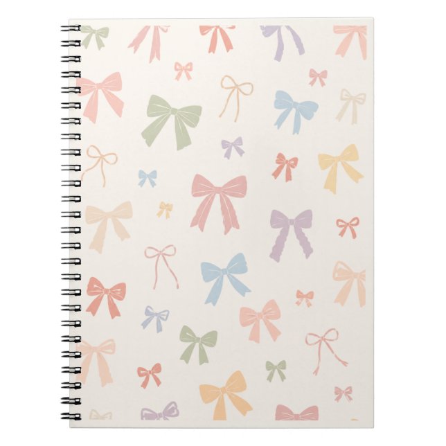 Artistic Pastel Bow Pattern Notebook (Front)